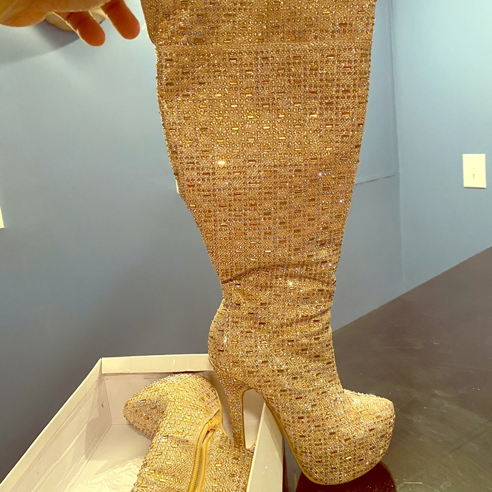 Gold glitter boots